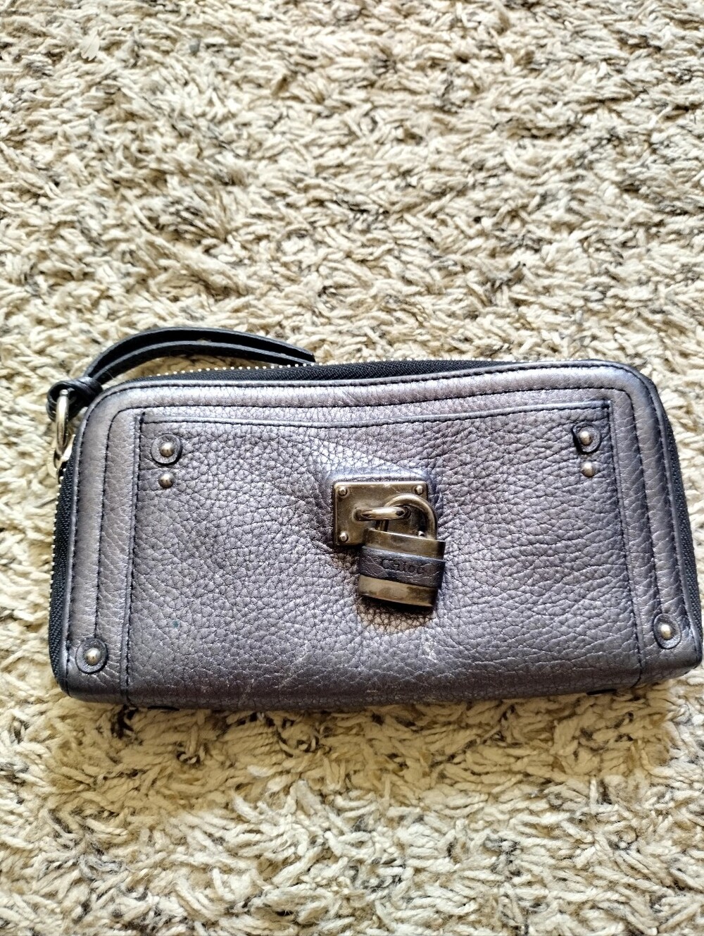 Chloe Paddington Black Leather Wallet With Lock And Key